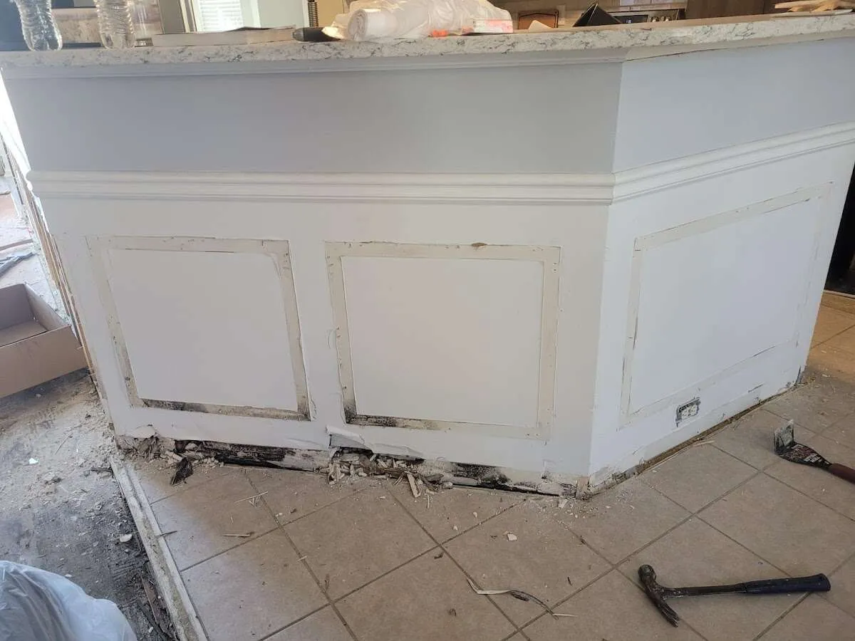 Water damage and mold on kitchen during Storm Damage Restoration in Mount Carmel